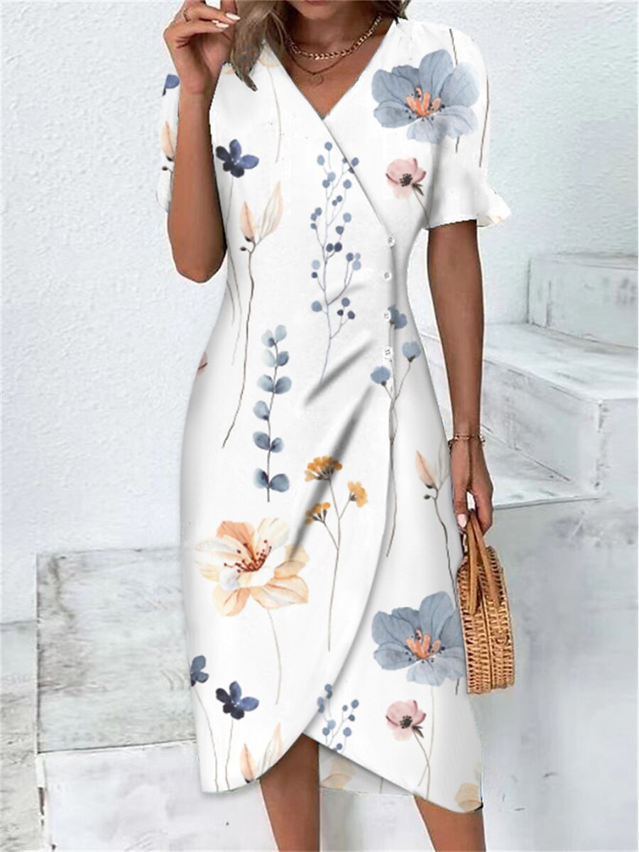 Casual short sleeve midi dress sale