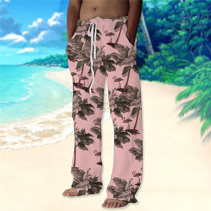 Men's Beach Pants Drawstring Elastic Waist Print Graphic Prints Comfor