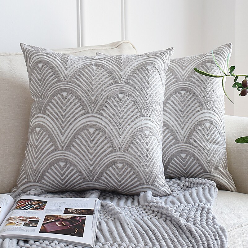 Geometric Embroidered Pillowcase Polyester Pillow Cover