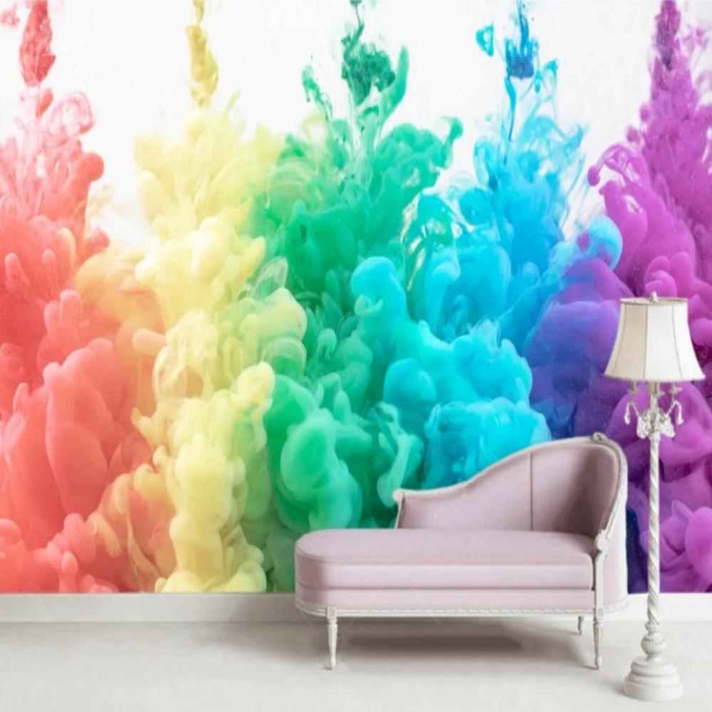 3D Mural Wallpaper Colorful Smoke Wall Sticker Covering PVC/Vinyl Material Self Adhesive/Adhesive Required