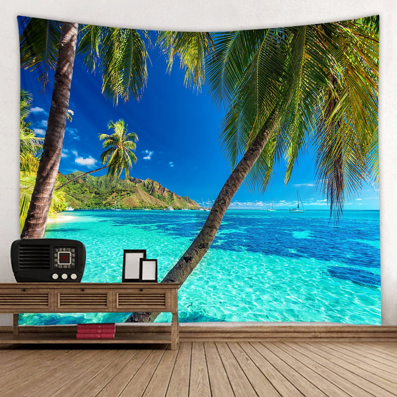 Wall Tapestry Art Deco Landscape Mountain Water Lake Sea Cave