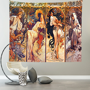 DBLLF Art Nouveau Lady Tapestry Seasons Series Painting Tapestries