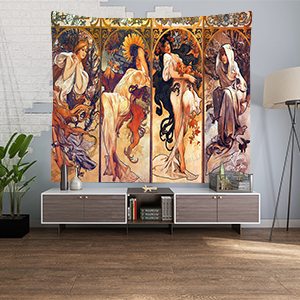 DBLLF Art Nouveau Lady Tapestry Seasons Series Painting Tapestries