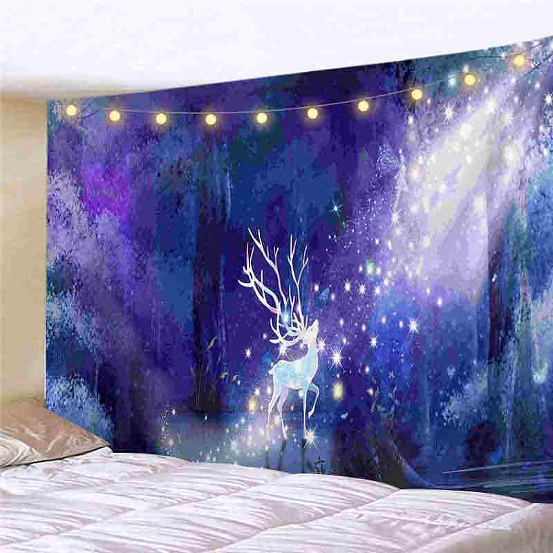 Landscape LED Lights Wall Tapestry Art Decor Forest River Waterfall Print