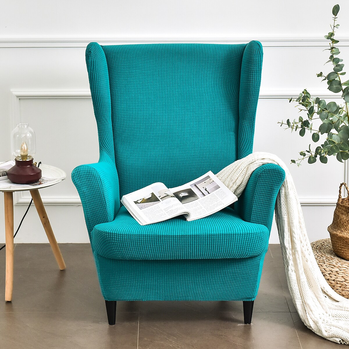 Wingback Chair Cover Wing Chair Slipcovers with Seat Cushion Cover for Strandmon Chair