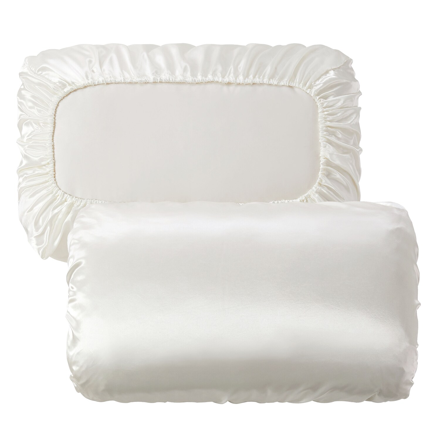 Luxury Satin Pillowcase for Hair Standard Satin Pillowcase with Elastic Band, Pillowcase Set of 2