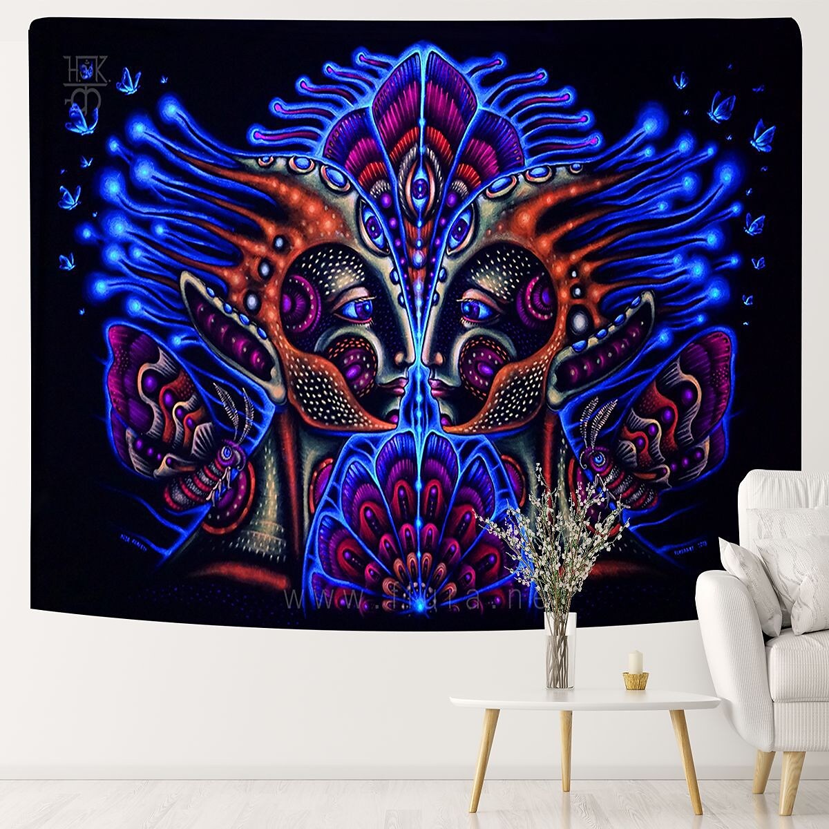 Blacklight UV Reactive Psychedelic Wall Tapestry 