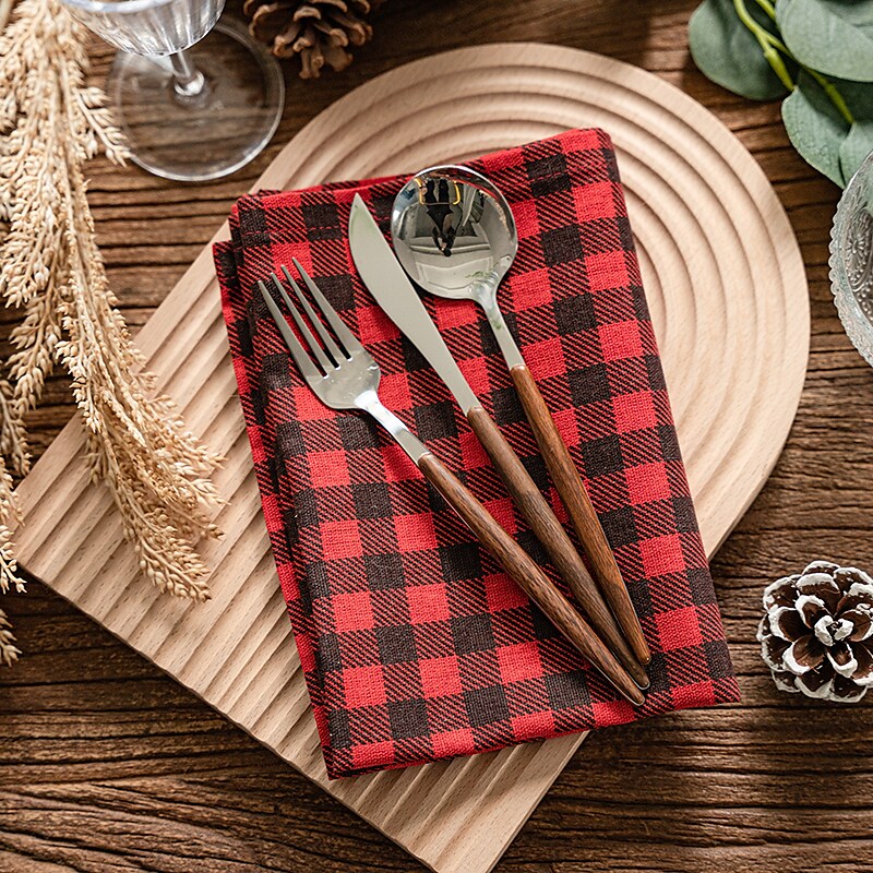 4 Pcs Farmhouse Style Cotton Linen Cloth Dinner Napkins