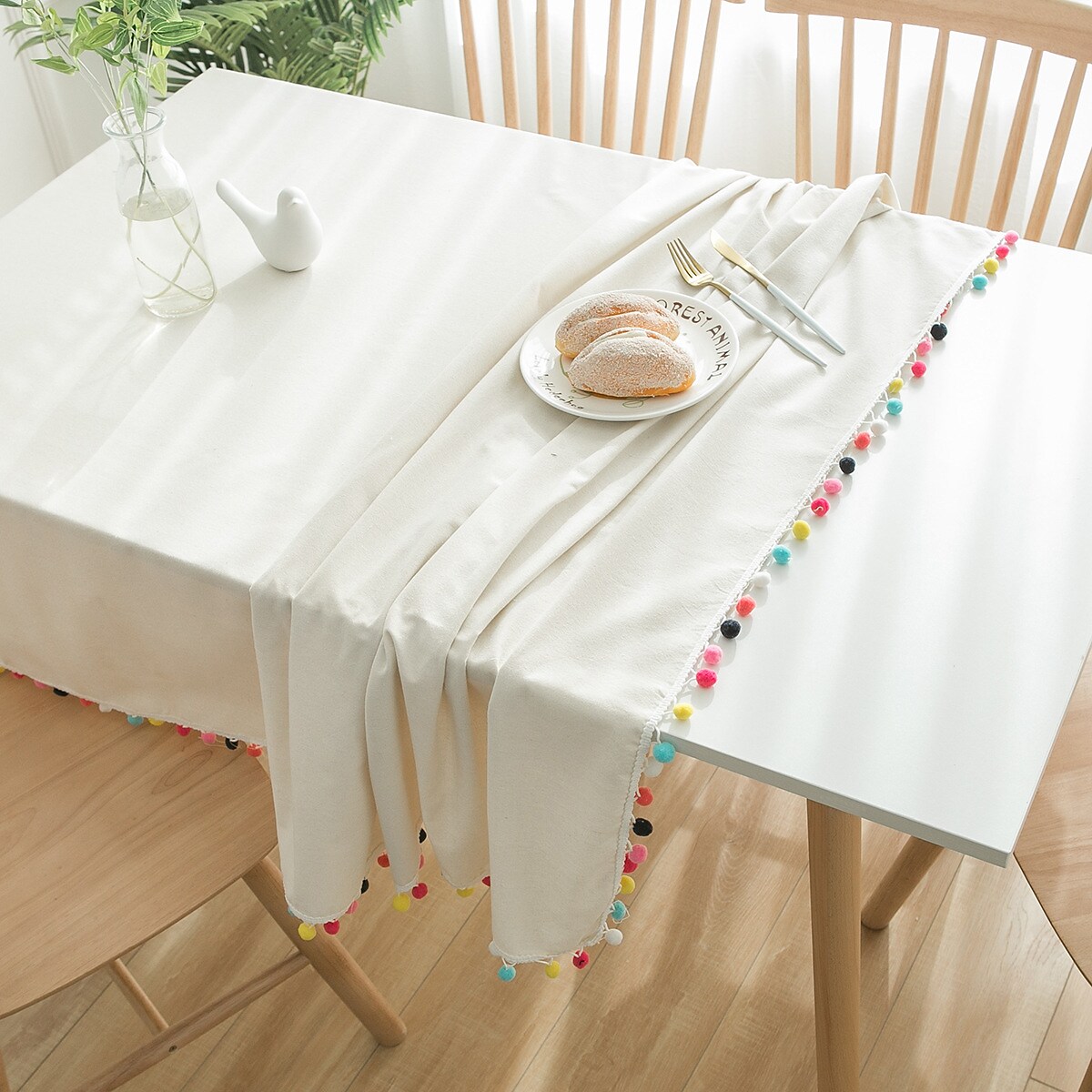 Farmhouse Style Tablecloth Cotton Linen Rectangle Table Cloths for Kitchen Dining, Party, Holiday, Christmas, Buffet