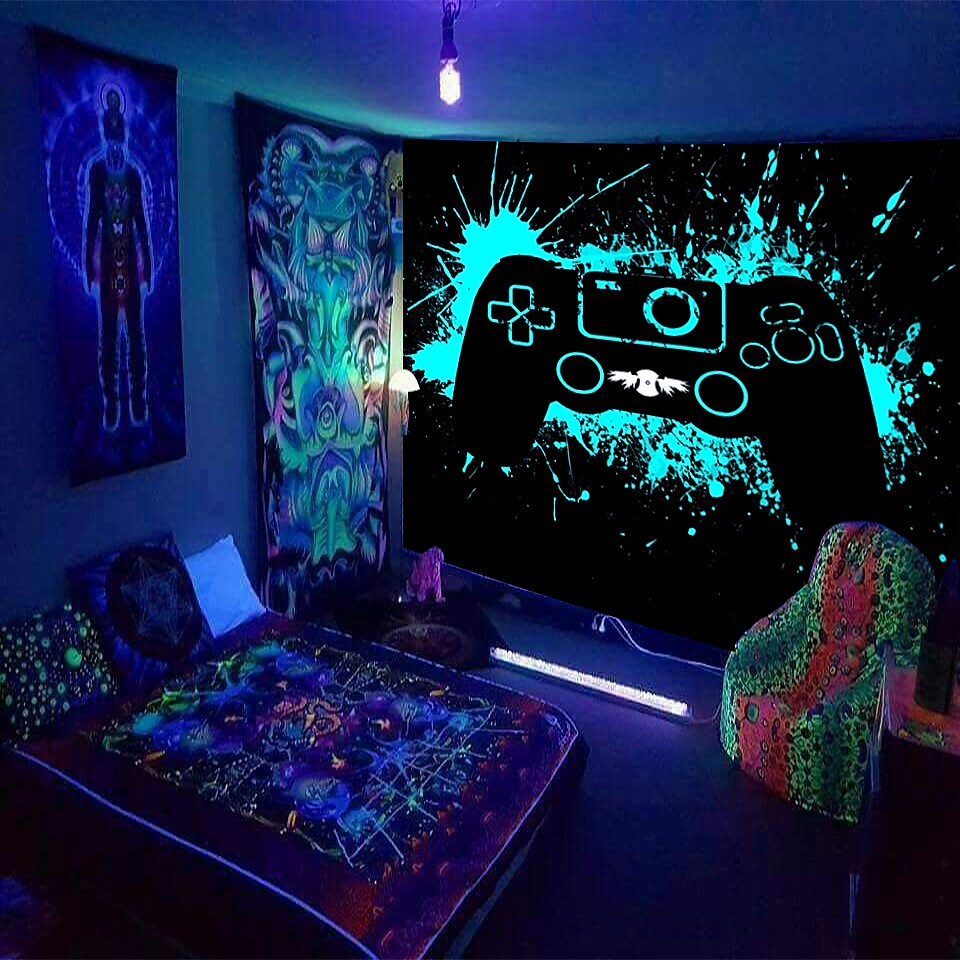 Blacklight UV Reactive Wall Tapestry Game Hanging Cloth 