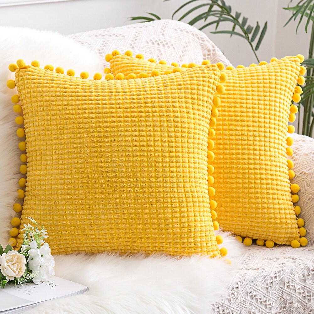 Pillow Cover with Pompom 