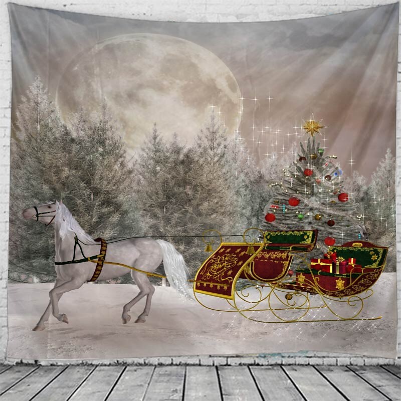 Christmas / Classic Theme Santa Claus Wall Tapestry Art Decor Blanket Curtain Picnic Tablecloth Hanging Home Bedroom Living Room Dorm Decoration Fireplace Stocking Gift Polyester