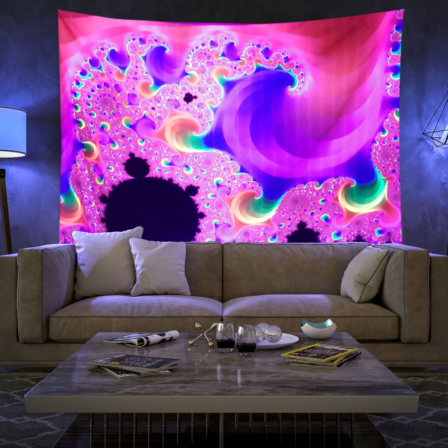 Blacklight UV Reactive Tapestry Trippy Psychedelic Hanging Decoration Cloth