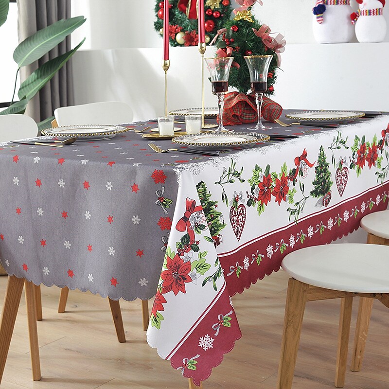 Rectangle Table Cloth White Black Red Tablecloth, Table Cover for Banquet Party Kitchen Dining Room Washable Water Resistance