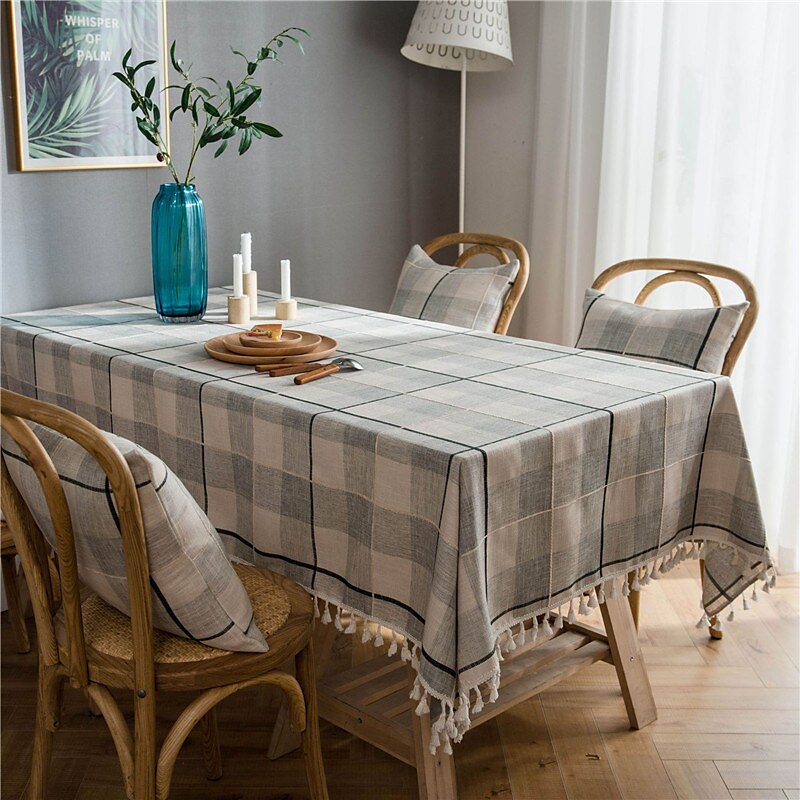 Pastoral Tablecloth Cotton Linen Fabric Table Cloth - Washable Table Cover with Dust-Proof Wrinkle Resistant for Restaurant, Picnic, Indoor and Outdoor Dining, Floral