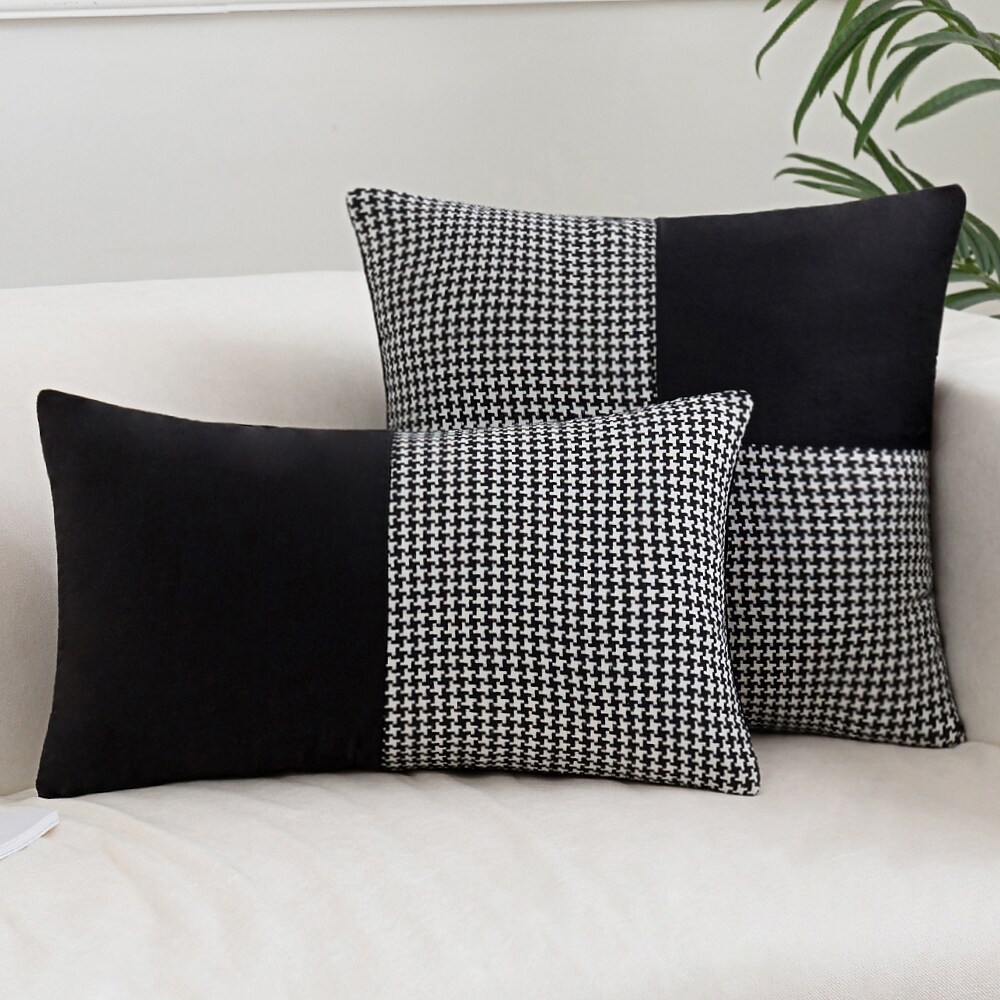Houndstooth Polyester Pillow Cover  
