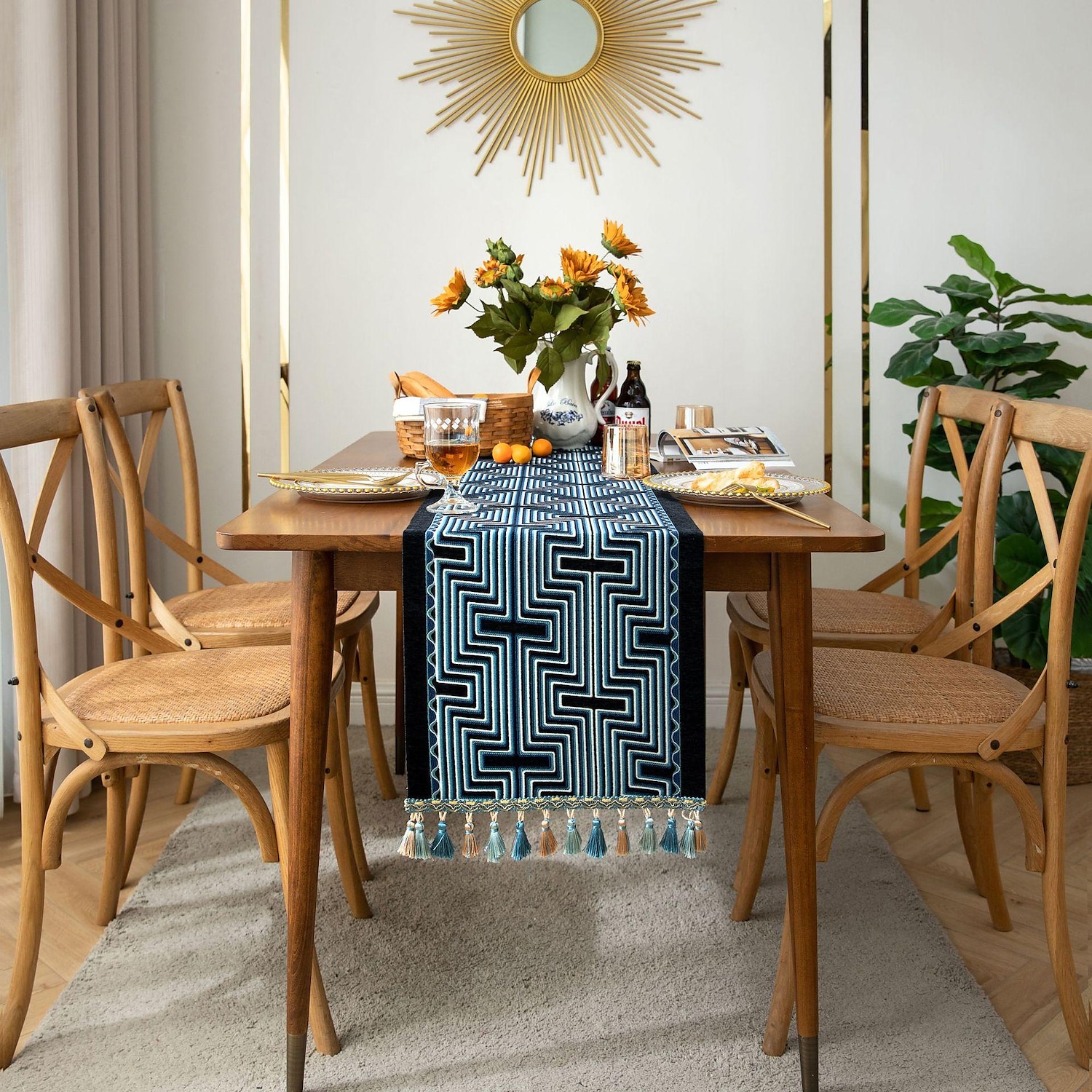 Table Runner Cotton Linen Farmhouse Style Table Decor Cover