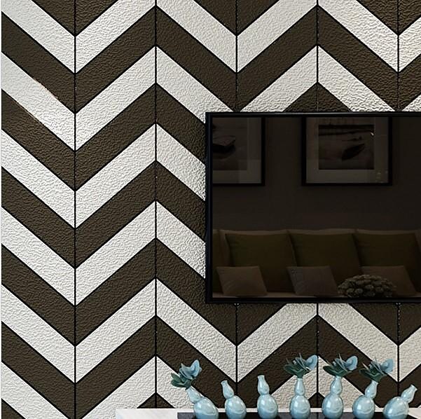 Geometric Strip Wallpaper Deerskin Velvet Thickened Wallpaper Removable Non-woven Adhesive Required 53x950cm/20.87x374inch for Living Room/Bedroom