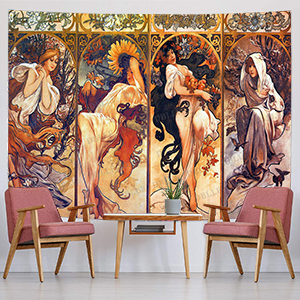 DBLLF Art Nouveau Lady Tapestry Seasons Series Painting Tapestries