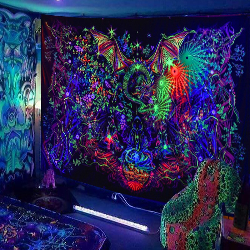 Black Light UV Reactive Psychedelic Wall Tapestry 