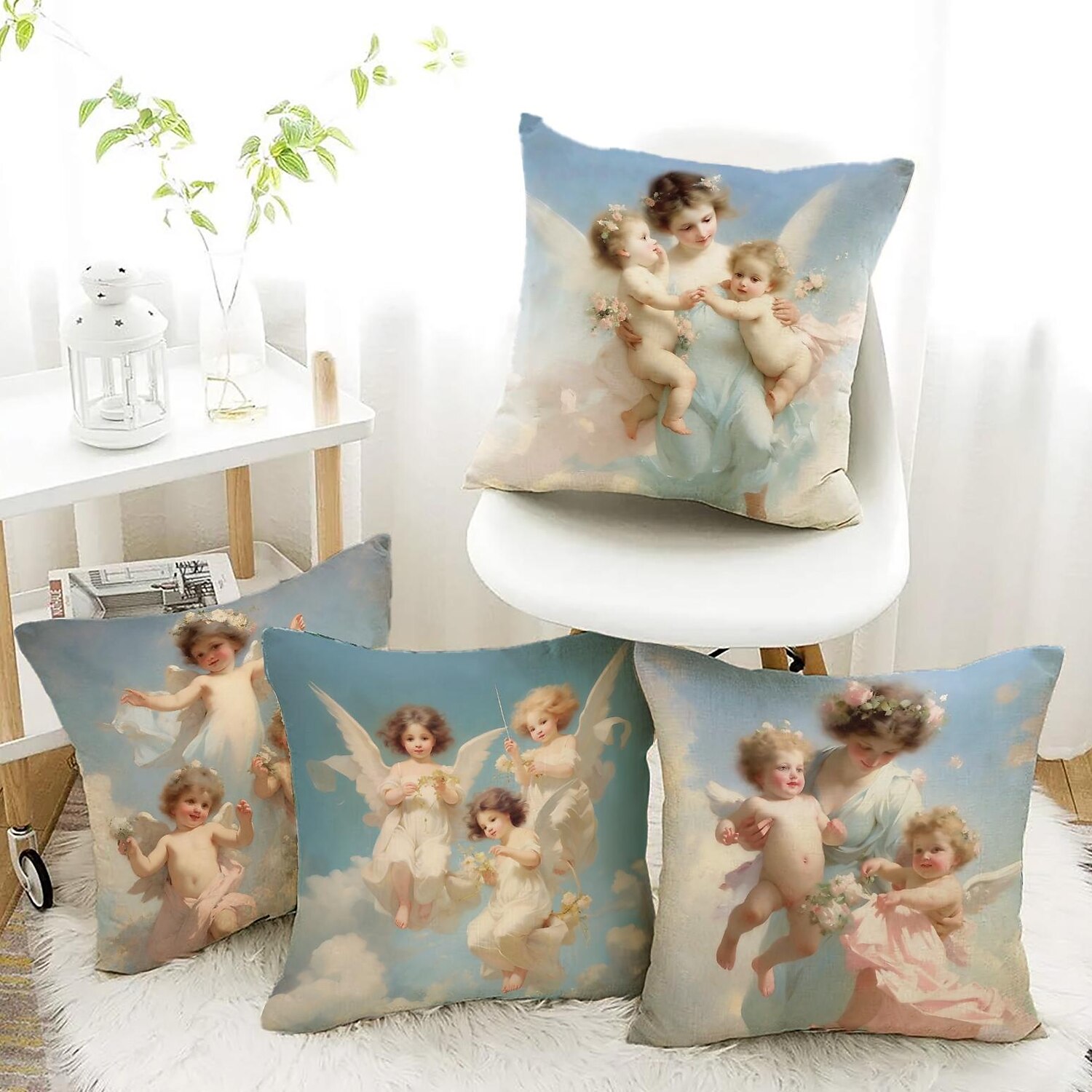 Renaissance Angels Double Side Pillow Cover 4PC Soft Decorative Square Cushion Case Pillowcase for Bedroom Livingroom Sofa Couch Chair 2023 - US $14.99 –P8