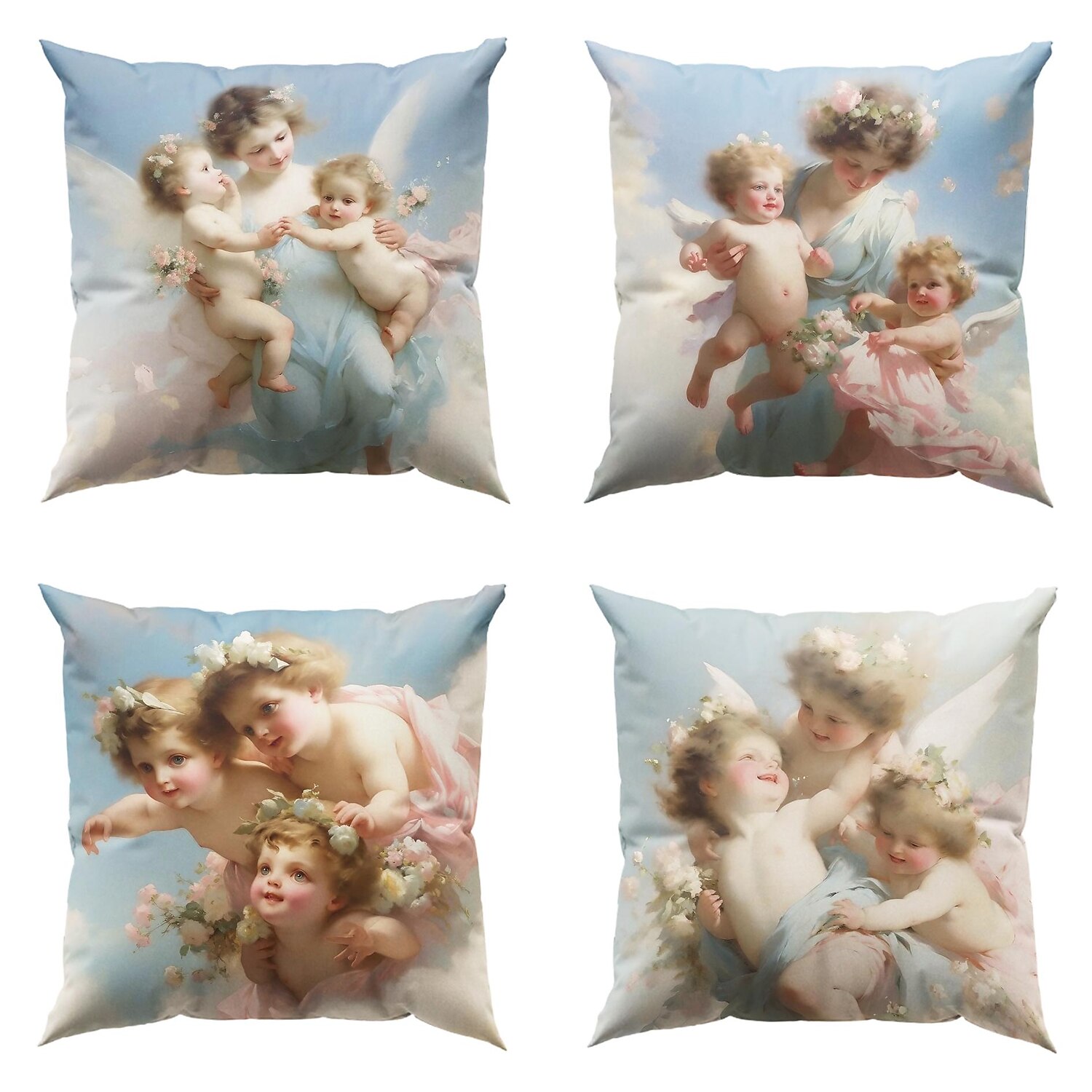 Renaissance Angels Double Side Pillow Cover 4PC Soft Decorative Square Cushion Case Pillowcase for Bedroom Livingroom Sofa Couch Chair 2023 - US $14.99 –P1