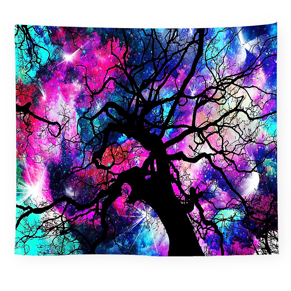 Blacklight UV Reactive Wall Tapestry Psychedelic Tree Room Background Decorative Cloth Hanging
