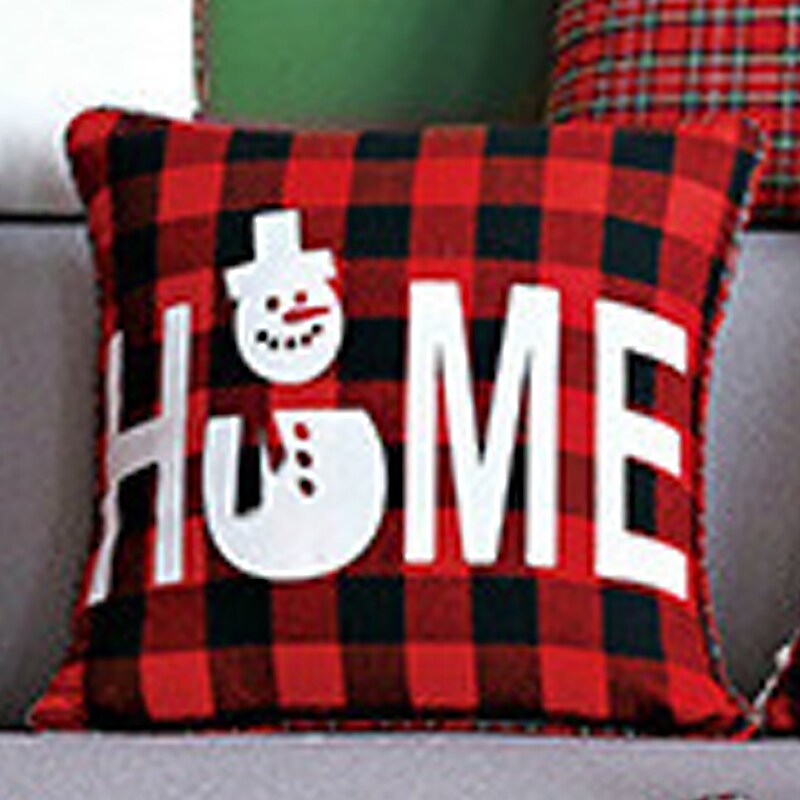 Christmas Plaid Pillow Cover Holiday Decoration for Bedroom Livingroom