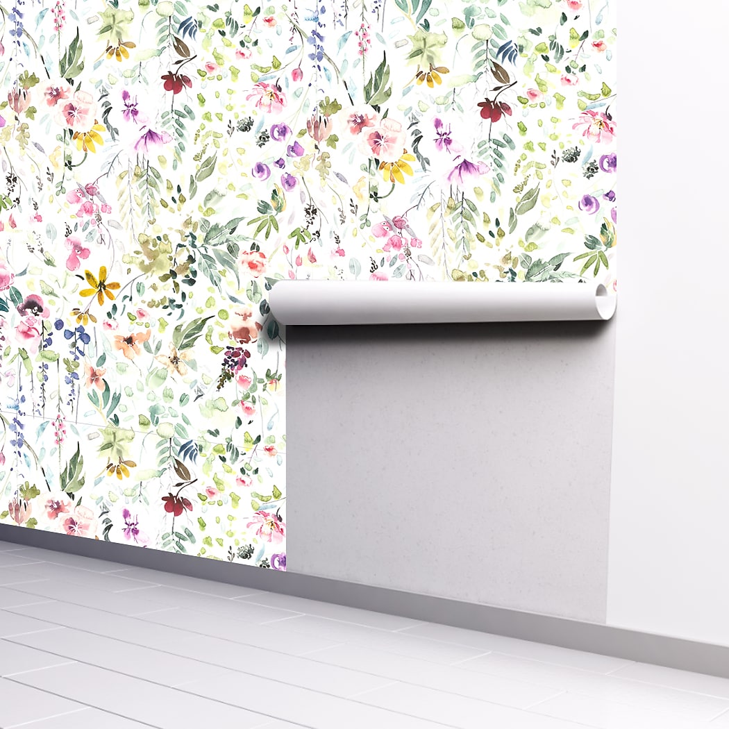 Floral Plants Cycle Color  PVC / Vinyl Self adhesive Wallpaper 45*300CM Room Wallcovering
