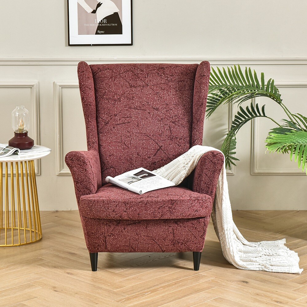 Wingback Chair Cover Wing Chair Slipcovers with Seat Cushion Cover for Strandmon Chair
