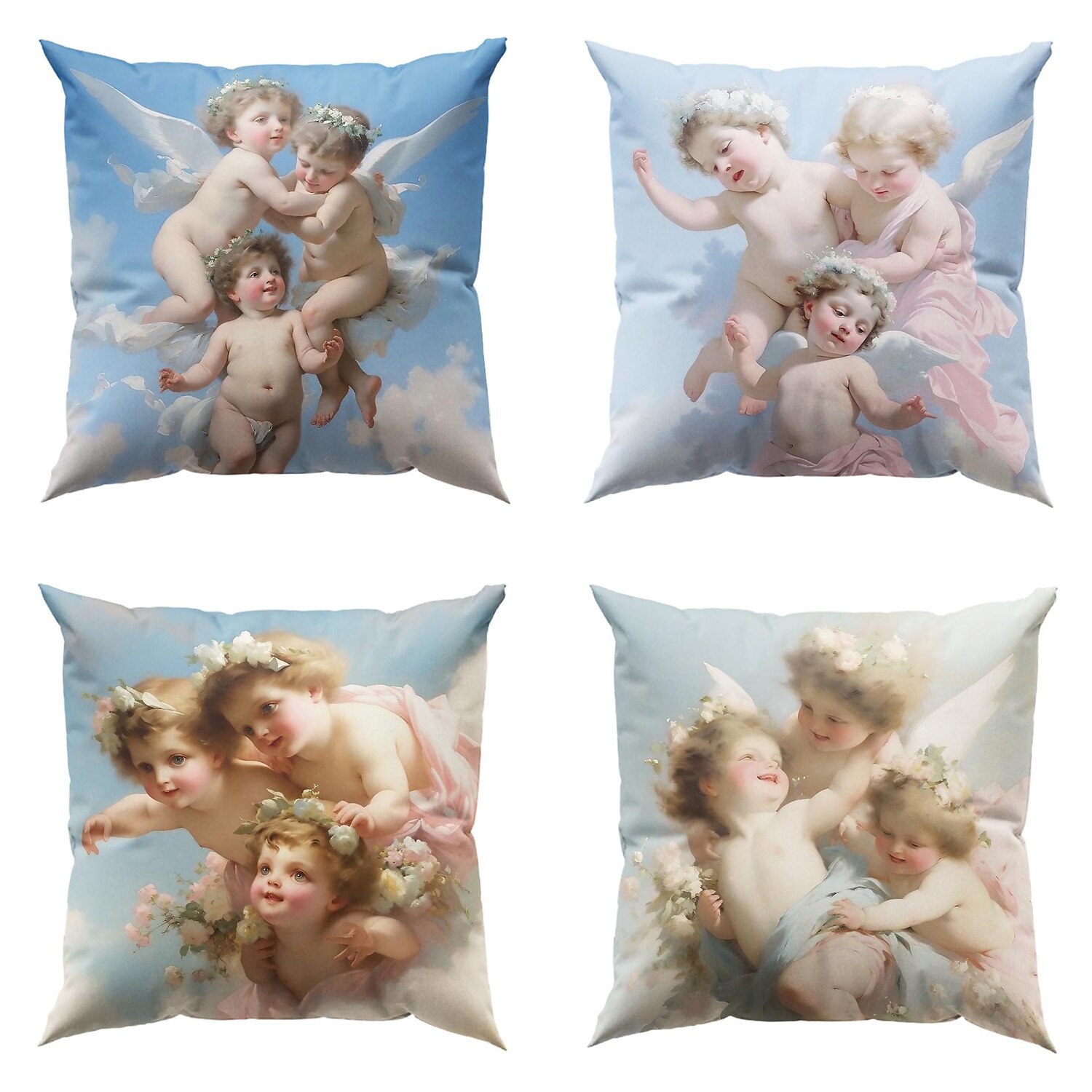 Renaissance Angels Double Side Pillow Cover 4PC Soft Decorative Square Cushion Case Pillowcase for Bedroom Livingroom Sofa Couch Chair 2023 - US $14.99 –P3