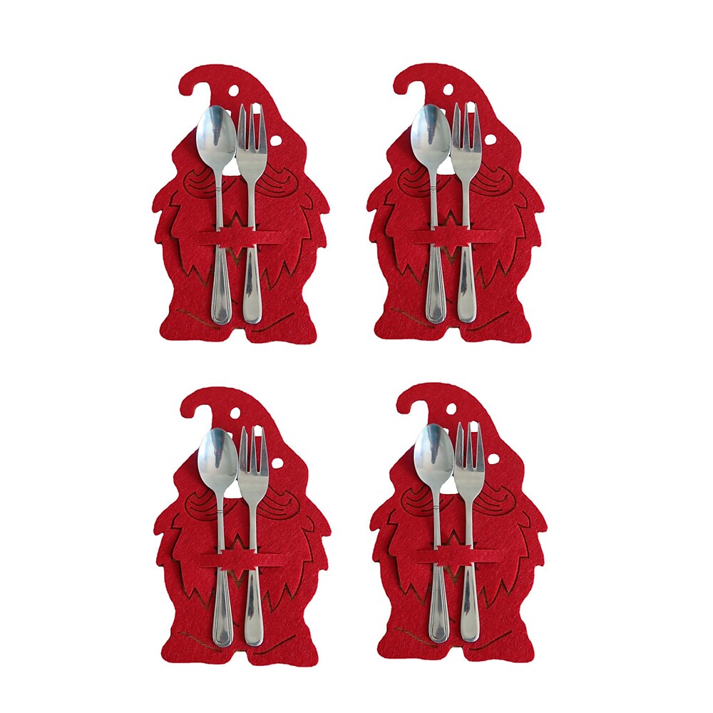4 Pcs Christmas Cutlery Holders Bags Cute Santa Claus