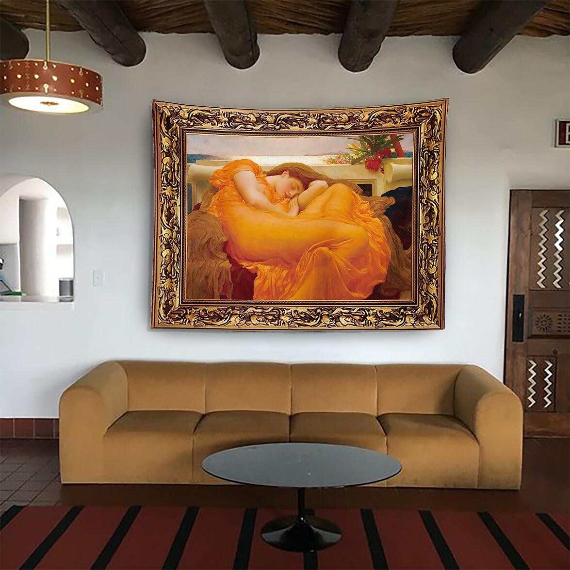 Frederic Leighton Wall Tapestry Art Decor Famous Painting Flaming June