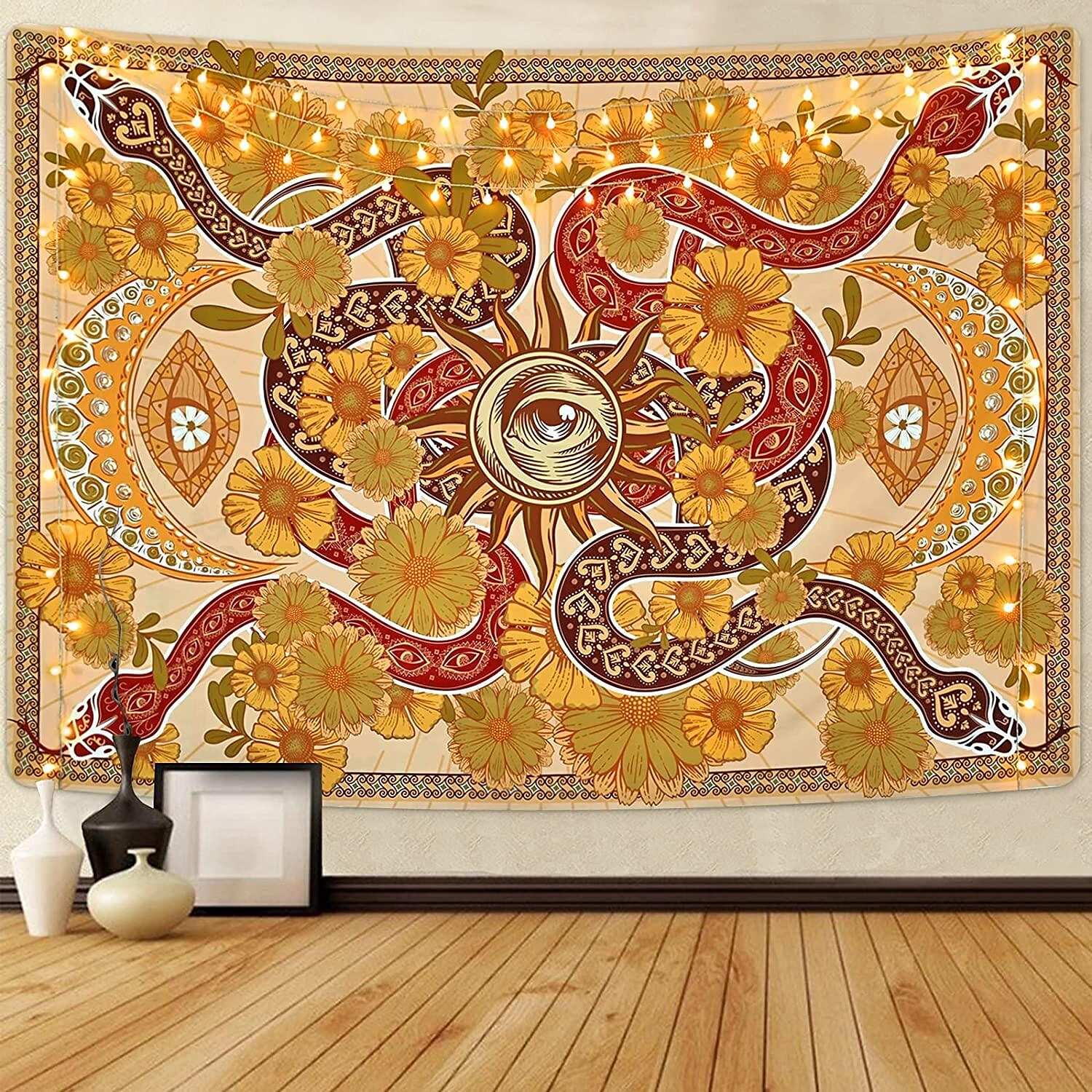 Flowers Tarot Tapestry Snake Sun Tapestry Mystic Eye