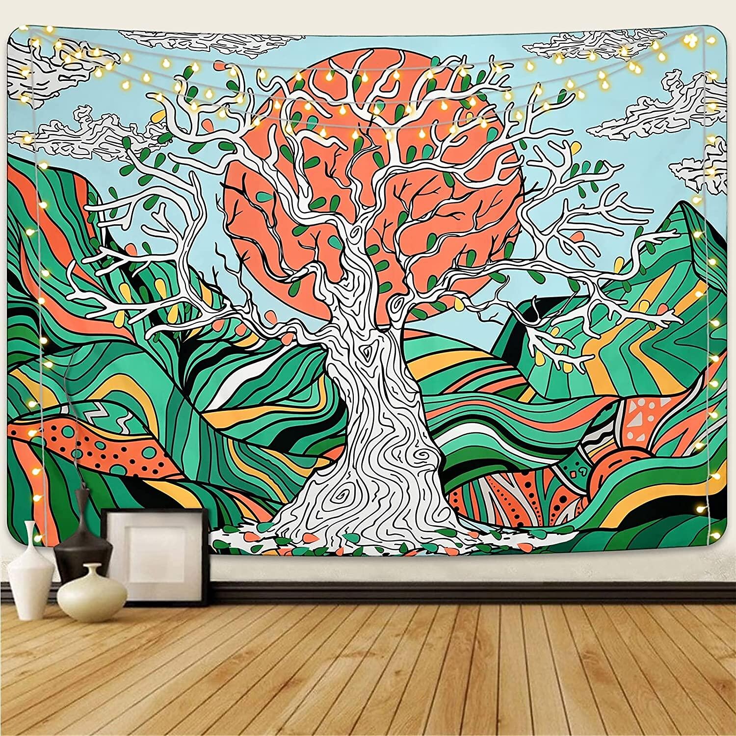 Painting Style Large Wall Tapestry Tree of Life Art Decor