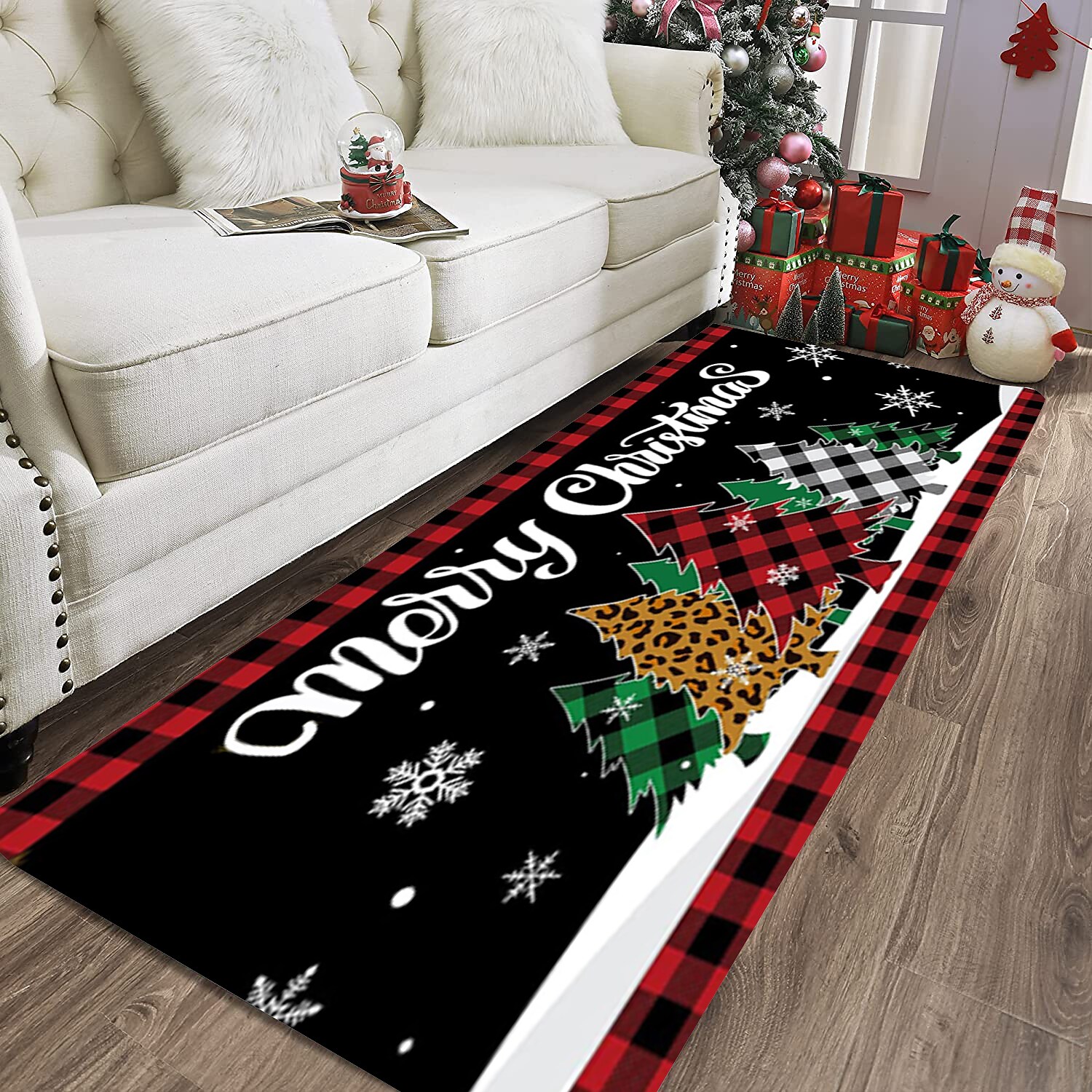 Christmas Floor Mat Flannel  Santa Claus Home Entrance Floor Mat Door Mat