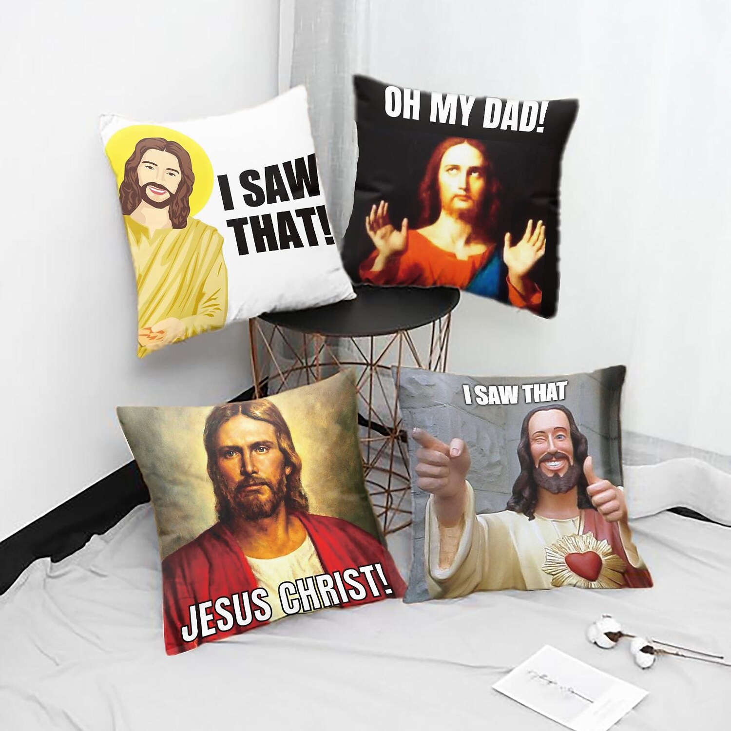 Double Side Pillow Cover 4PC Jesus Quote