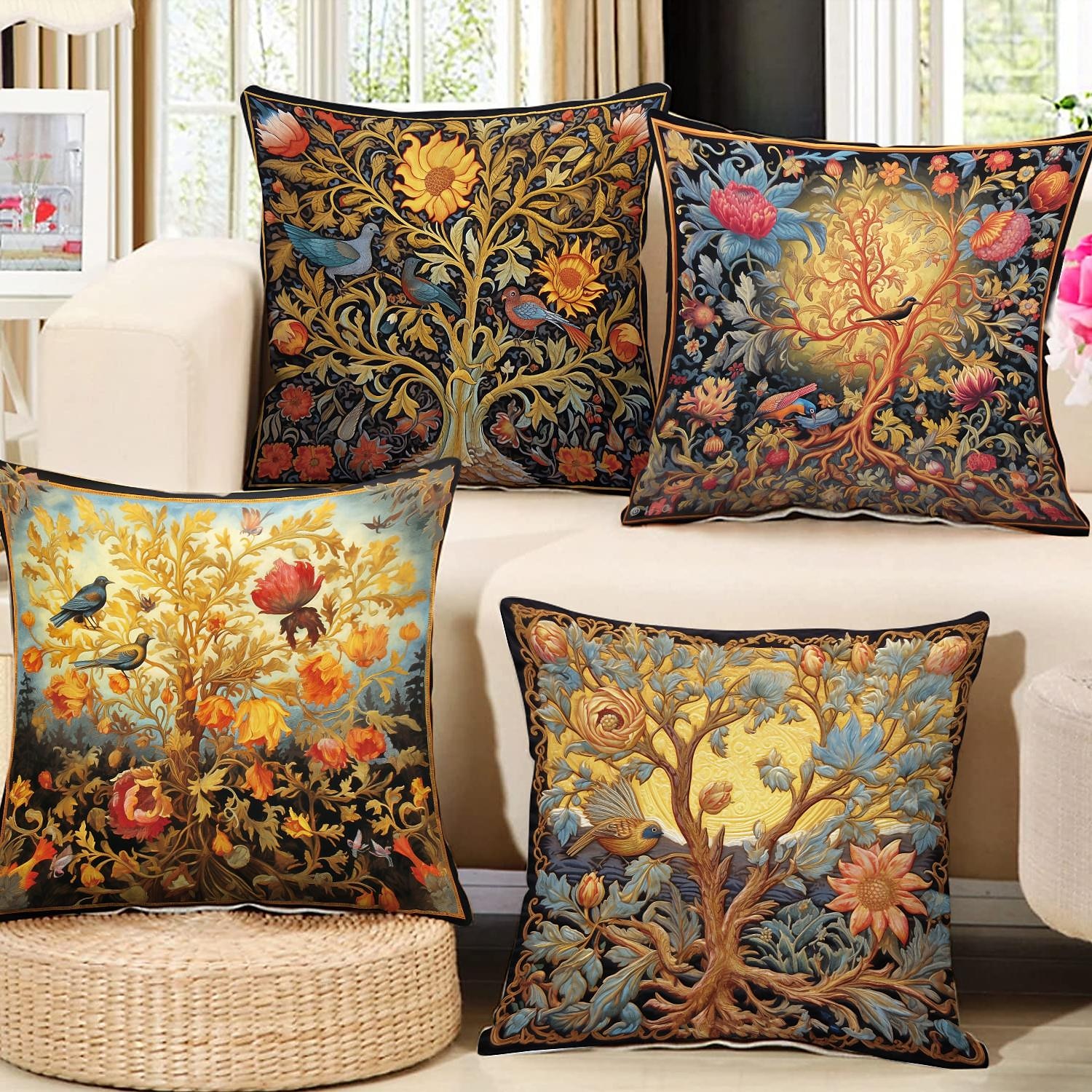 Tree of Life Double Side Pillow Cover 4PC Soft Decorative Square Cushion Case Pillowcase for Bedroom Livingroom Sofa Couch Chair 2023 - US $15.99 –P1