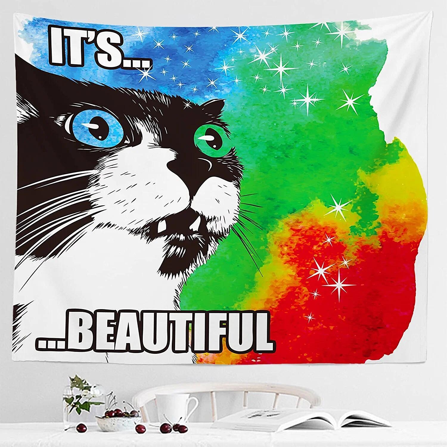 Funny Wall Tapestry Art Decor Wall Hanging Cat Backdrop