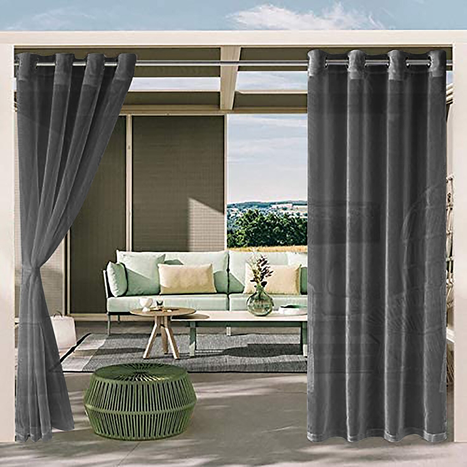 Waterproof Outdoor Curtain Privacy, Sliding Patio Beach Curtain Drapes