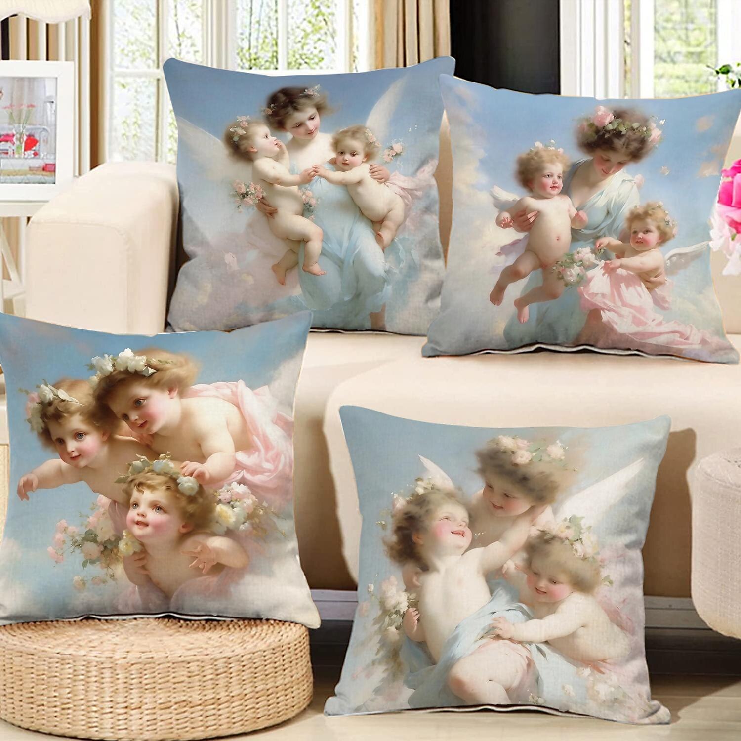 Renaissance Angels Double Side Pillow Cover 4PC Soft Decorative Square Cushion Case Pillowcase for Bedroom Livingroom Sofa Couch Chair 2023 - US $14.99 –P5