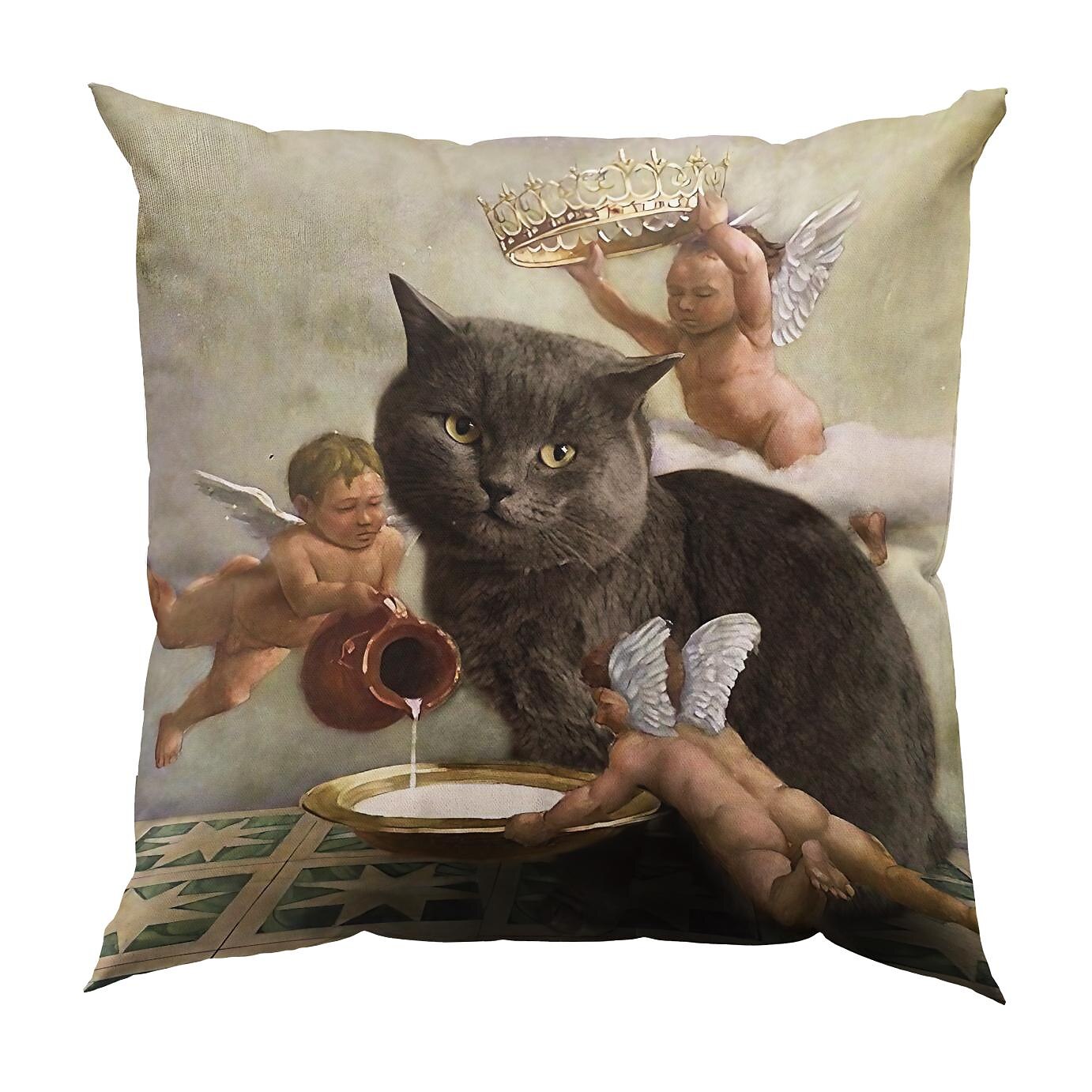 Funny Renaissance Cat Double Side Pillow Cover 4PC Soft Decorative Square Cushion Case Pillowcase for Bedroom Livingroom Sofa Couch Chair 2023 - US $14.99 –P13