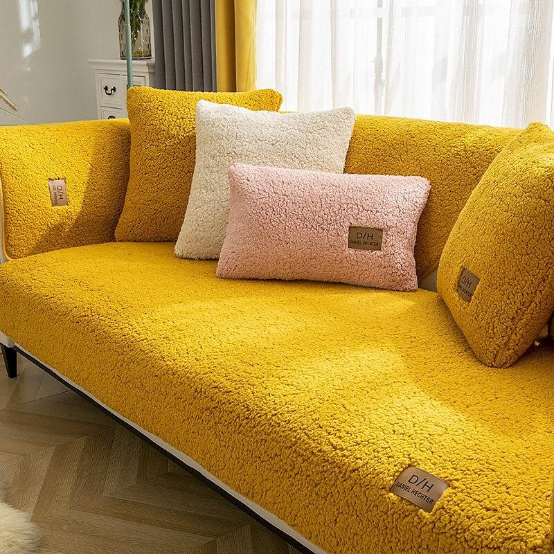 Lamb Velvet Sofa Slipcover Sofa Seat Cover Sectional Couch Covers(Sold by Piece/Not All Set)