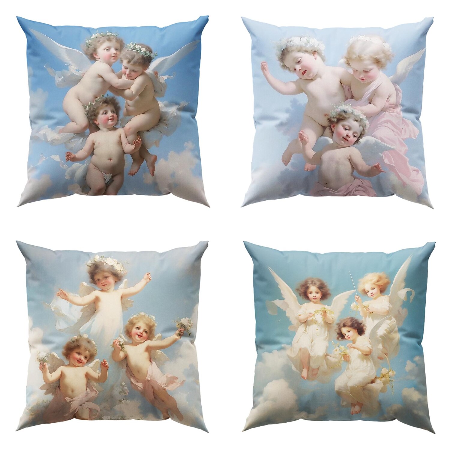 Renaissance Angels Double Side Pillow Cover 4PC Soft Decorative Square Cushion Case Pillowcase for Bedroom Livingroom Sofa Couch Chair 2023 - US $14.99 –P2