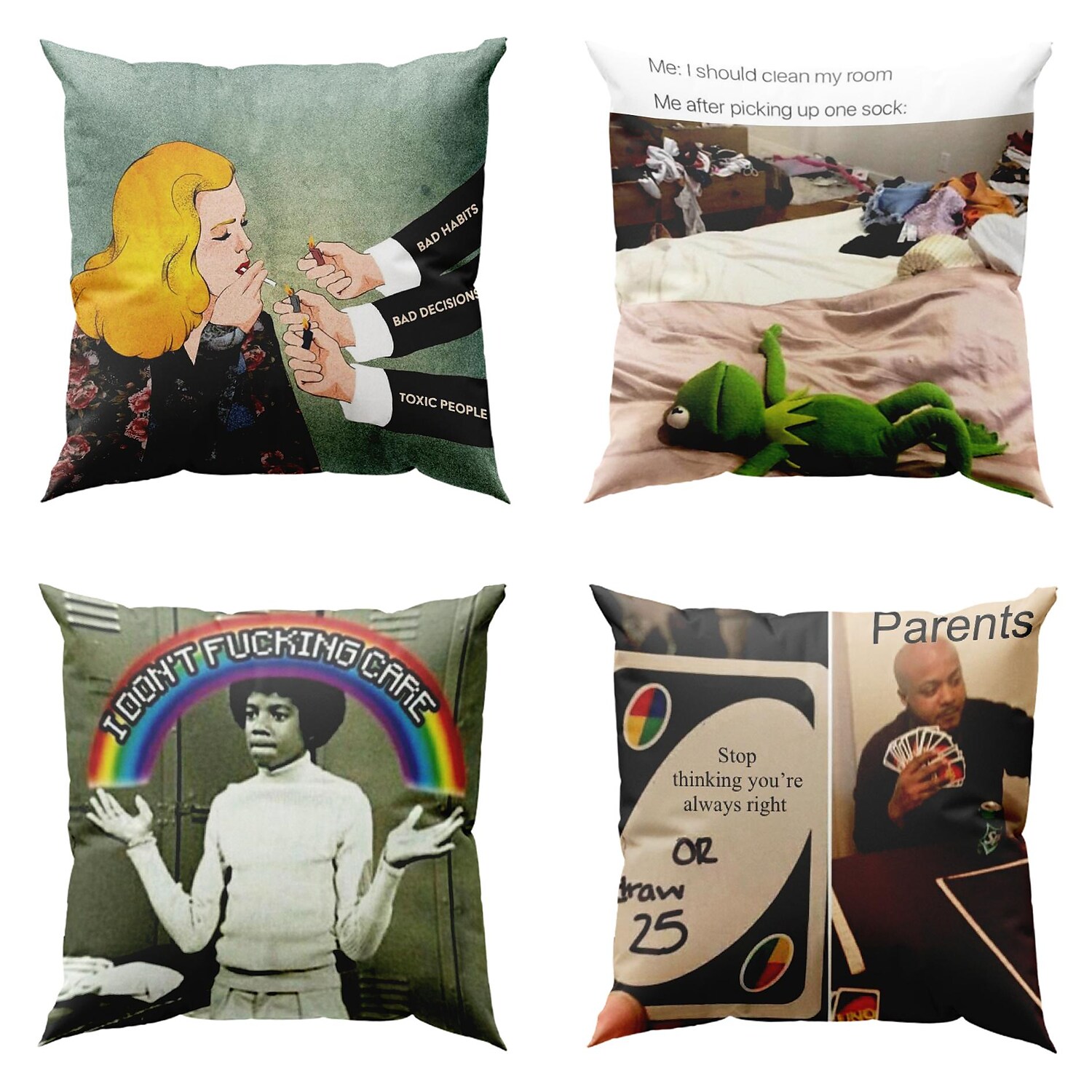 Double Side Pillow Cover 4PC Funny Tweet