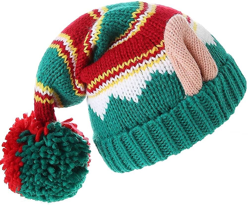 🎄Christmas Hats for Women, Kids and Men Knitted Warm Elf Hat