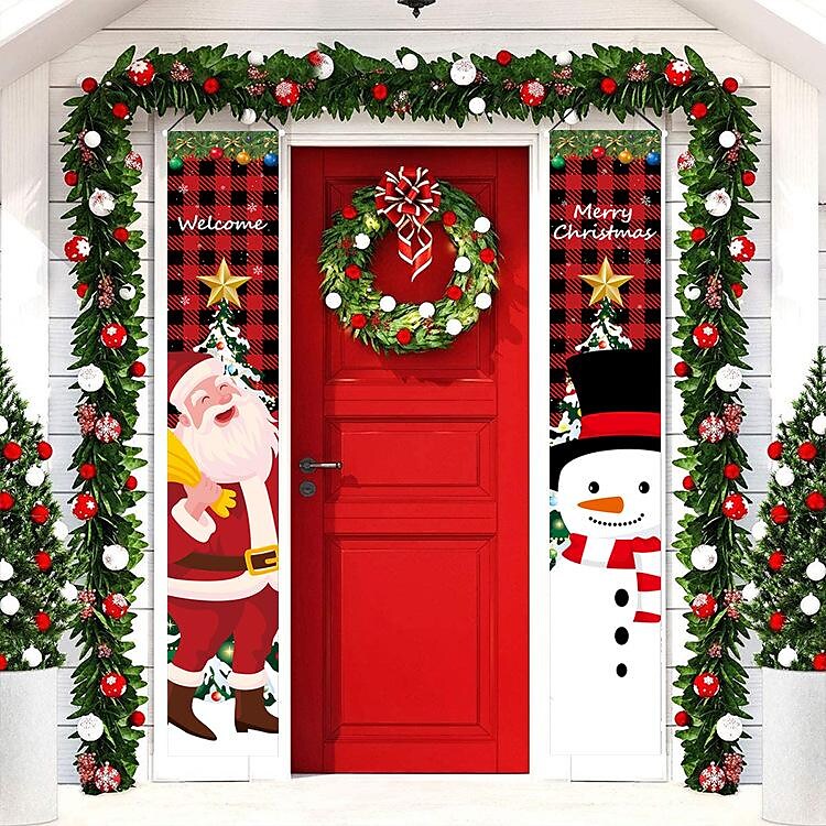 Christmas Door Decorations Porch Banner