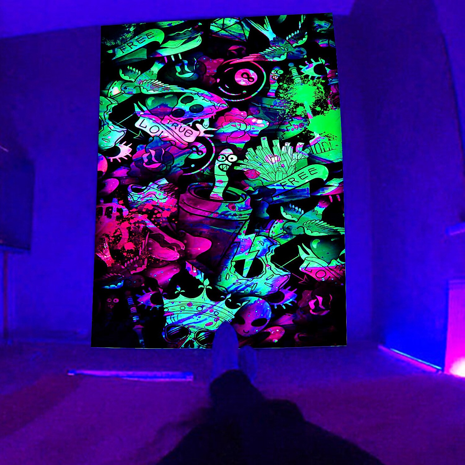 Cool Blacklight UV Reactive Wall Tapestry