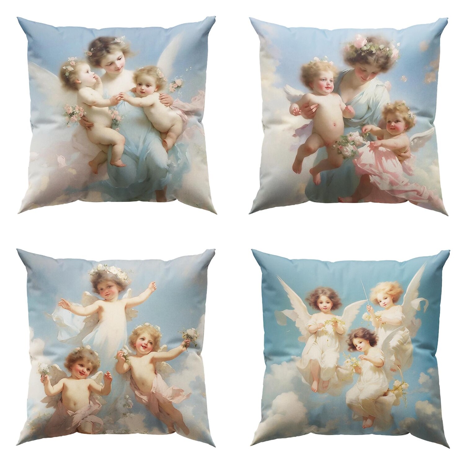 Renaissance Angels Double Side Pillow Cover 4PC Soft Decorative Square Cushion Case Pillowcase for Bedroom Livingroom Sofa Couch Chair 2023 - US $14.99 –P4