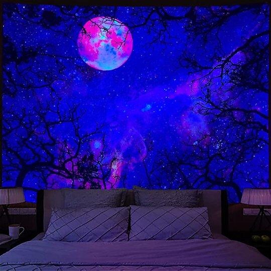 Tree Blacklight UV Reactive Wall Tapestry